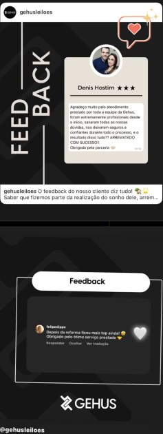 Feedback de cliente publicado no Instagram